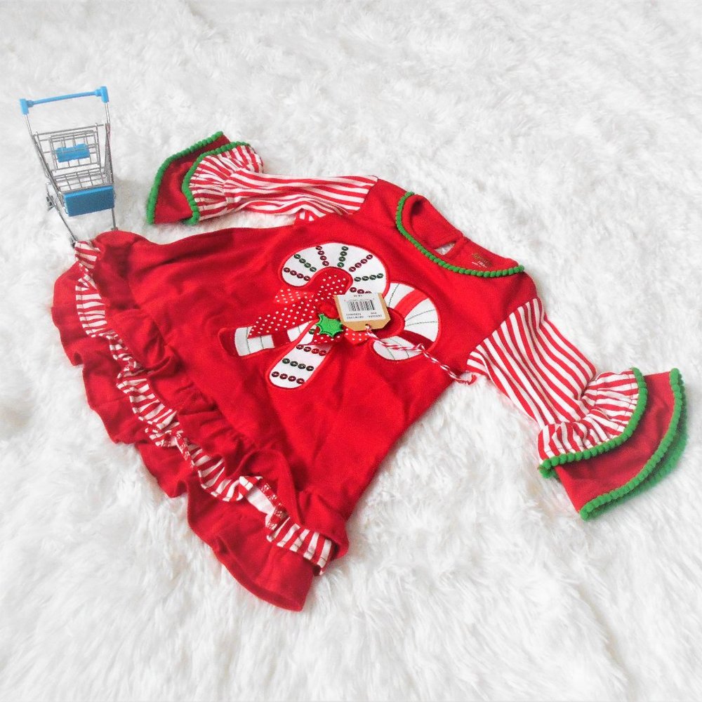 Magical Season Candy Canes Nightgown 18M Baby Red
